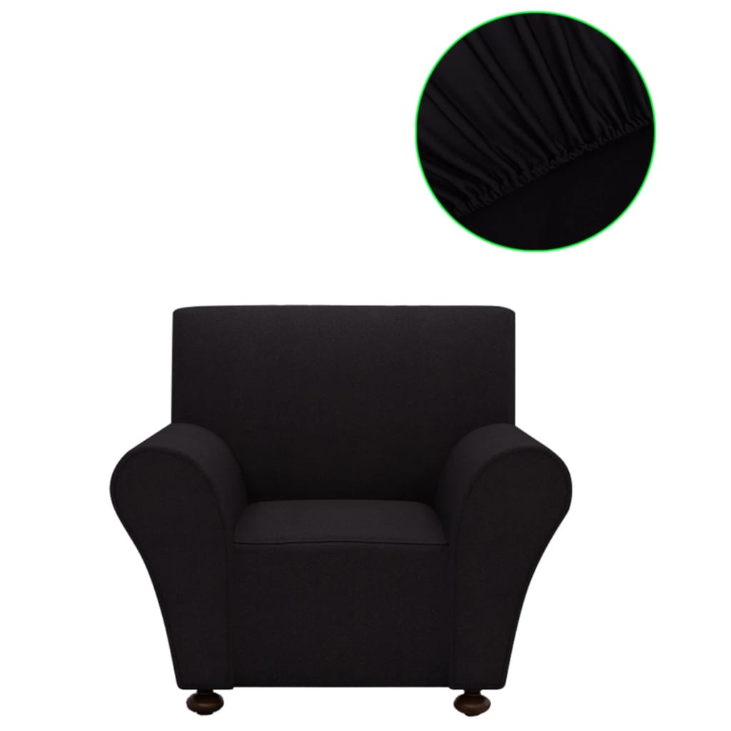 131079 Stretch Couch Slipcover Black Polyester Jersey