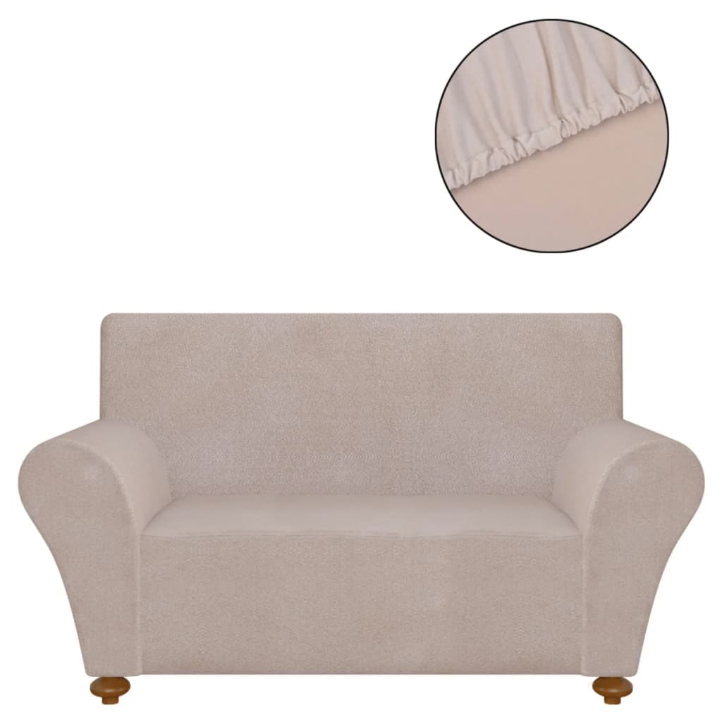 131089 Stretch Couch Slipcover Beige Polyester Jersey
