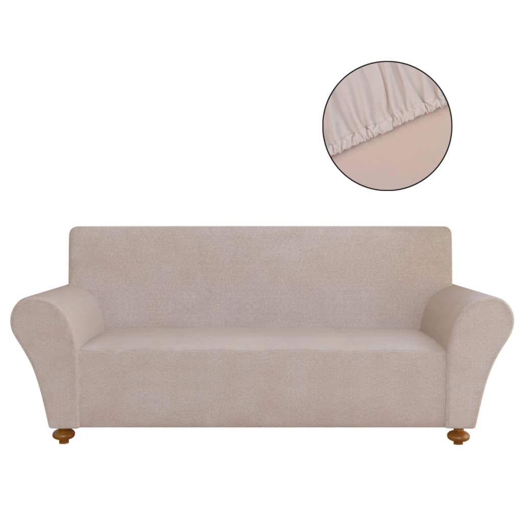 131090 Stretch Couch Slipcover Beige Polyester Jersey