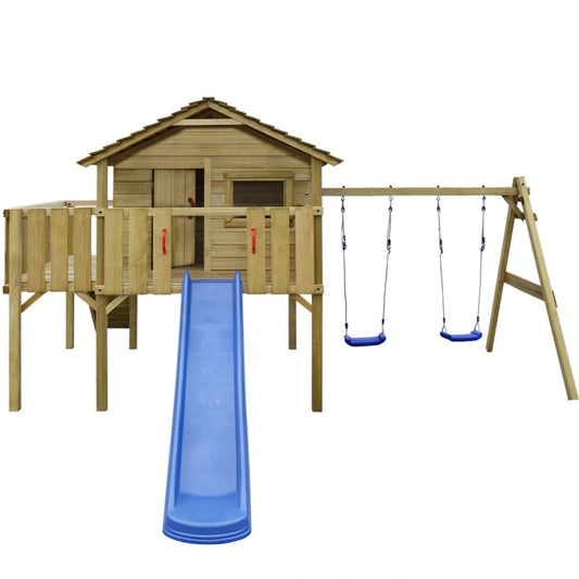 Speelhuis Met Ladder, Glijbaan En Schommels 480X440X294 Cm Hout