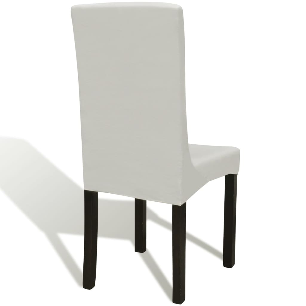 Stoelhoezen 4 St Stretch Recht Crèmekleurig