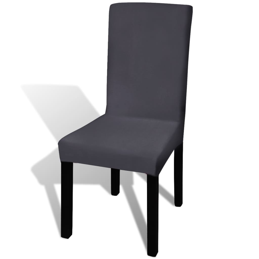 Stoelhoezen 6 St Stretch Recht Antracietkleurig