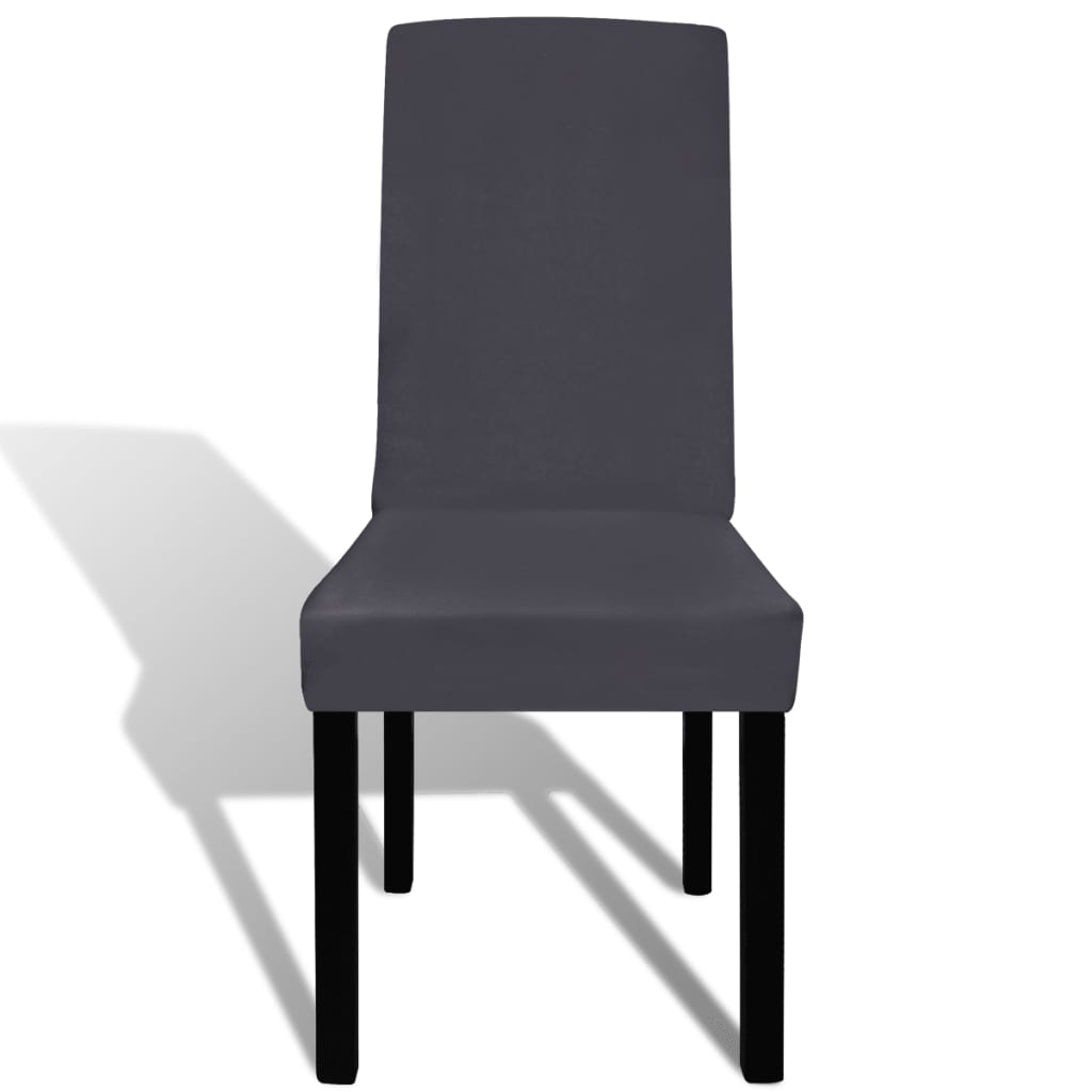 Stoelhoezen 6 St Stretch Recht Antracietkleurig