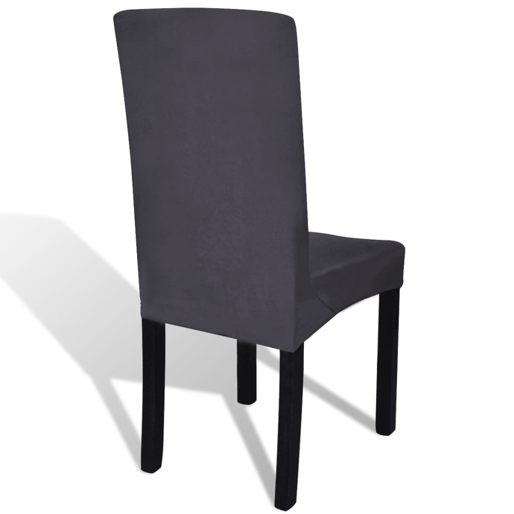 Stoelhoezen 6 St Stretch Recht Antracietkleurig