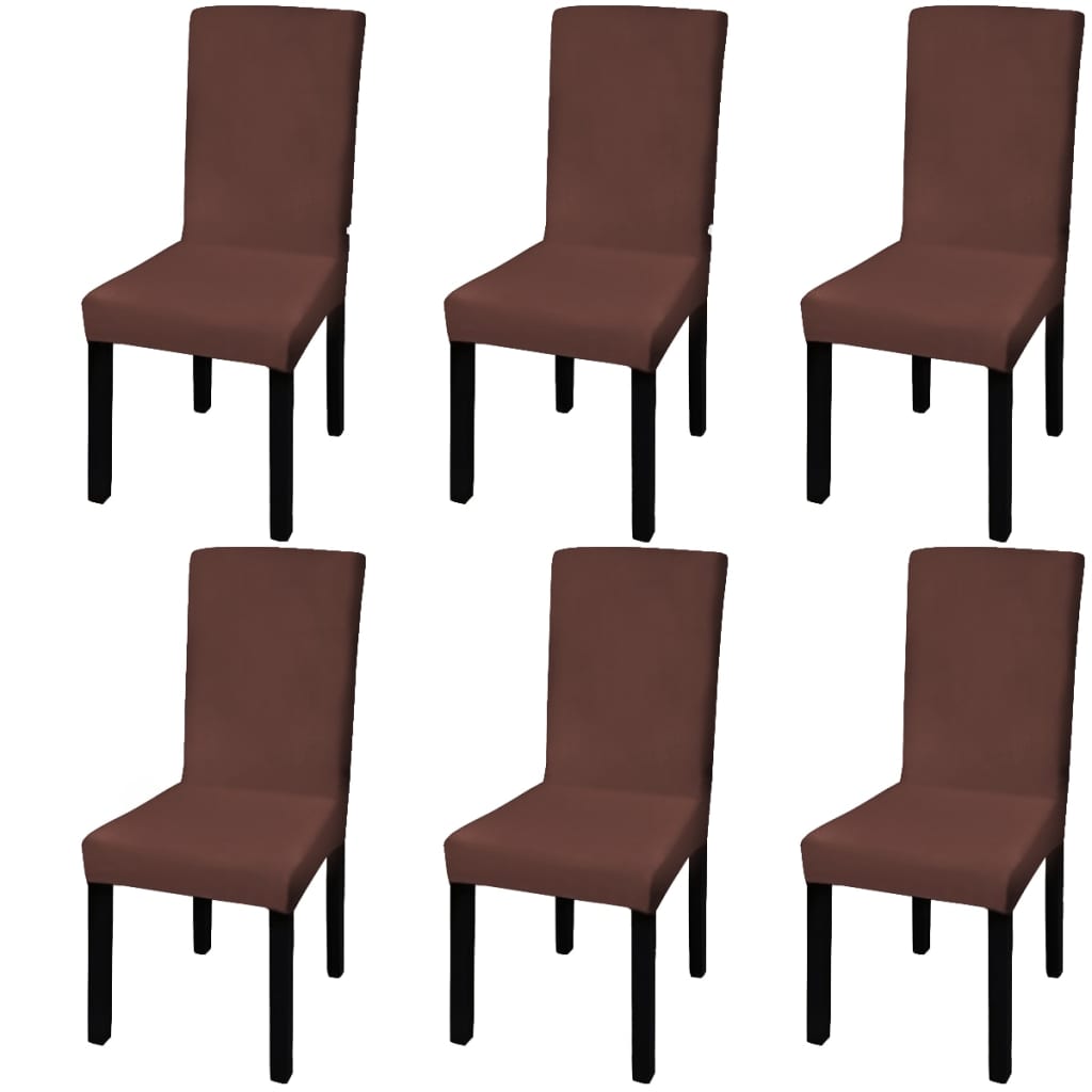Stoelhoezen 6 St Stretch Recht Bruin