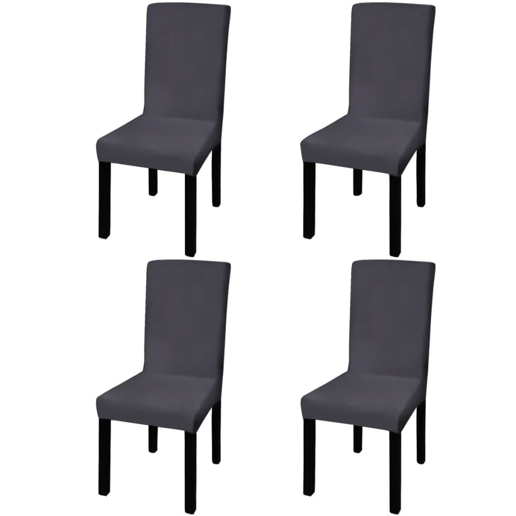 Stoelhoezen 4 St Stretch Recht Antracietkleurig
