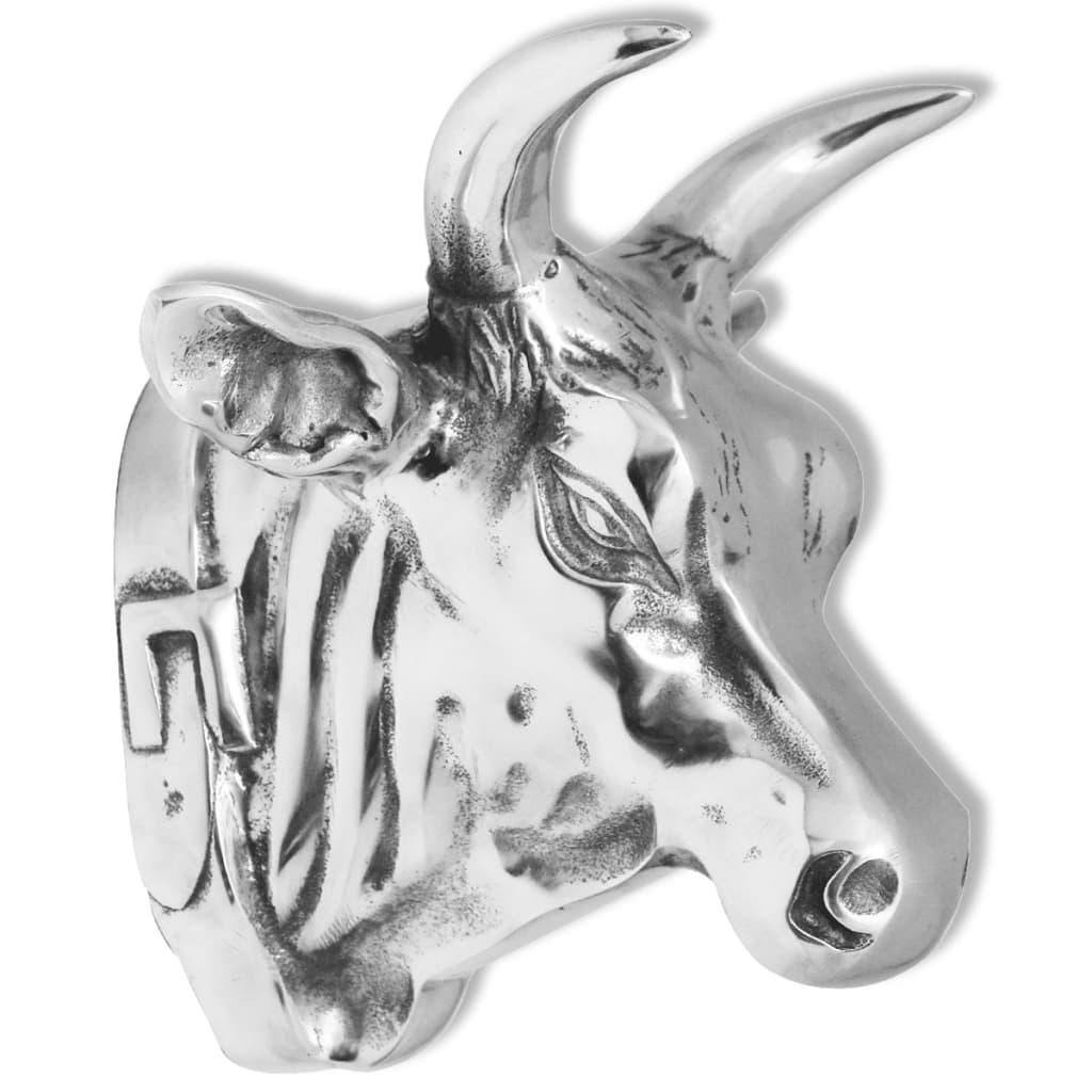 Koeienkop Muurdecoratie Aluminium Zilver