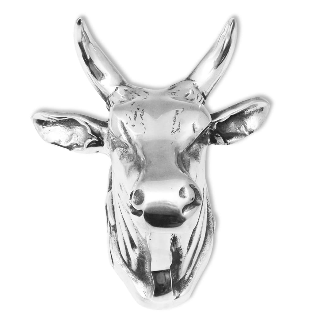 Koeienkop Muurdecoratie Aluminium Zilver