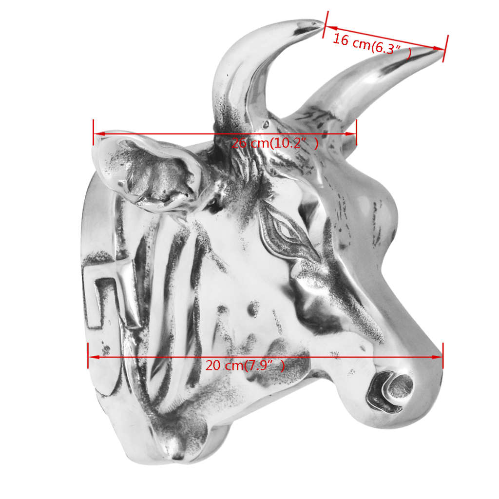 Koeienkop Muurdecoratie Aluminium Zilver