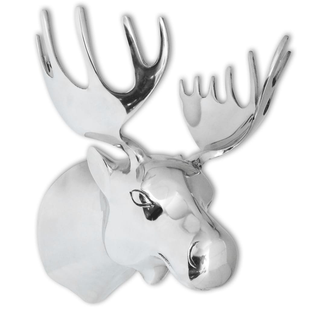 Elandkop Muurdecoratie Aluminium Zilver