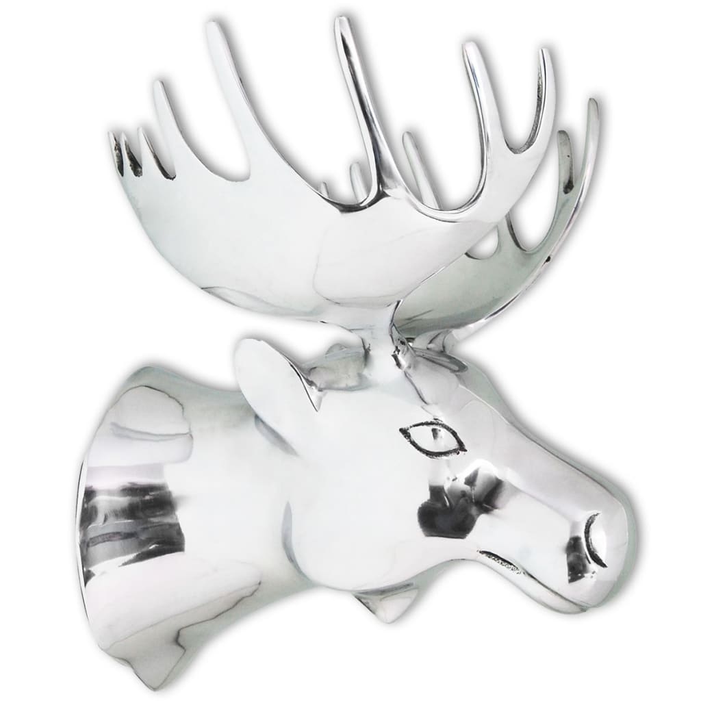 Elandkop Muurdecoratie Aluminium Zilver