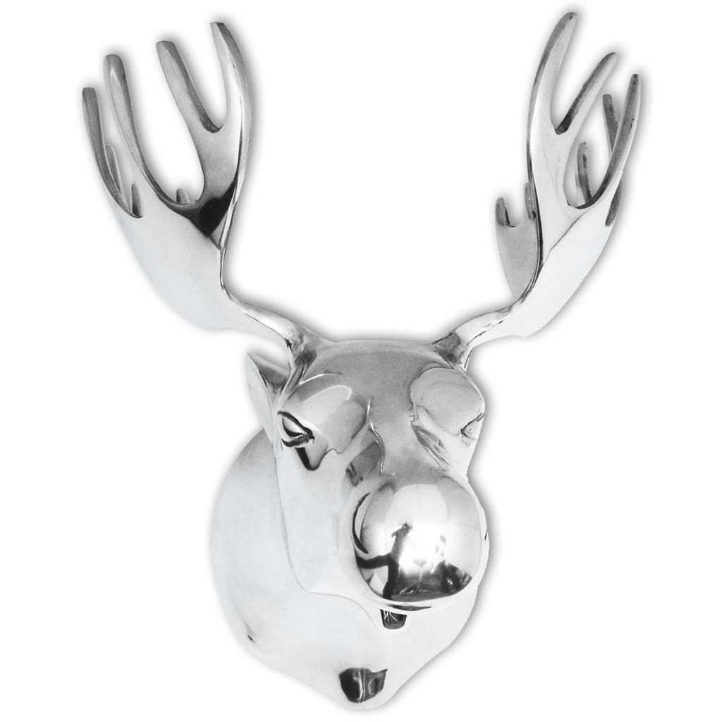 Elandkop Muurdecoratie Aluminium Zilver