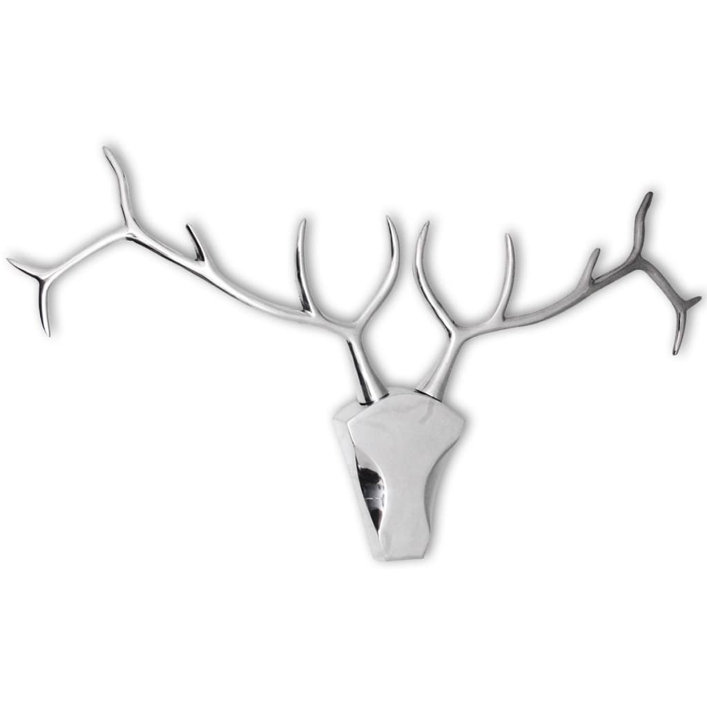 Hertenkop Muurdecoratie Aluminium Zilver