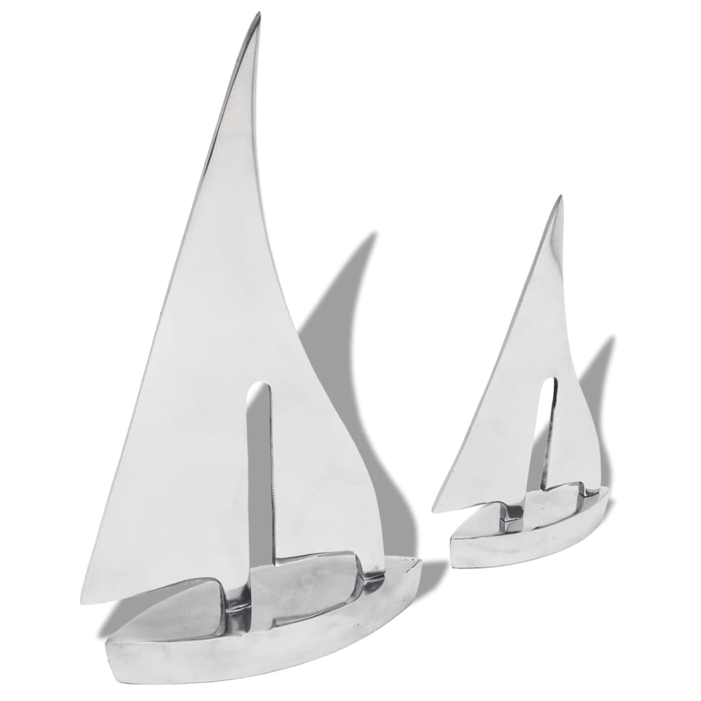 Zeilboot Decoratie 2 Stuks Zilver Aluminium