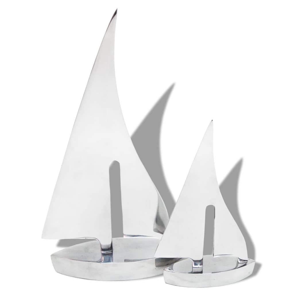 Zeilboot Decoratie 2 Stuks Zilver Aluminium