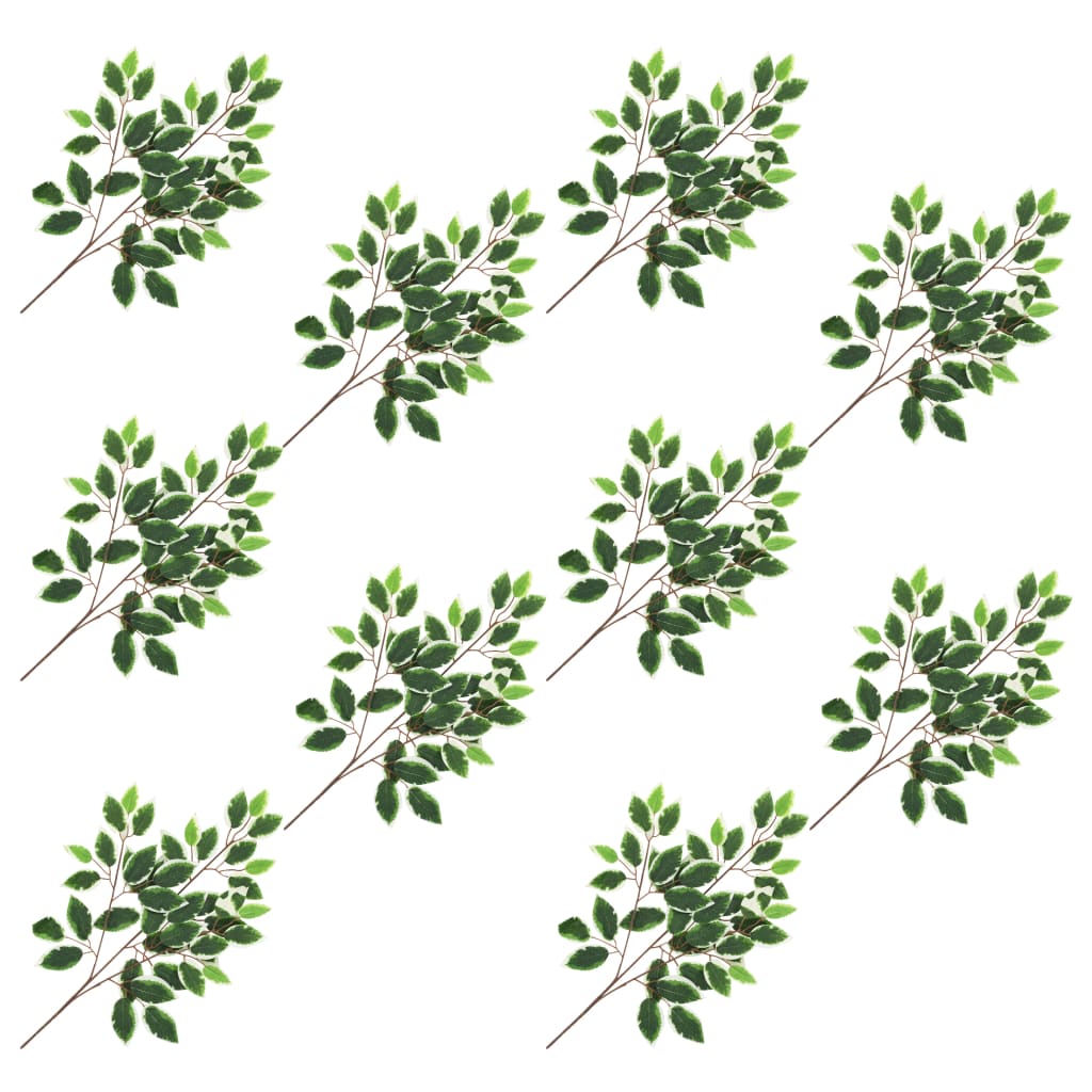 Kunstbladeren Vijg 10 St 65 Cm Groen En Wit