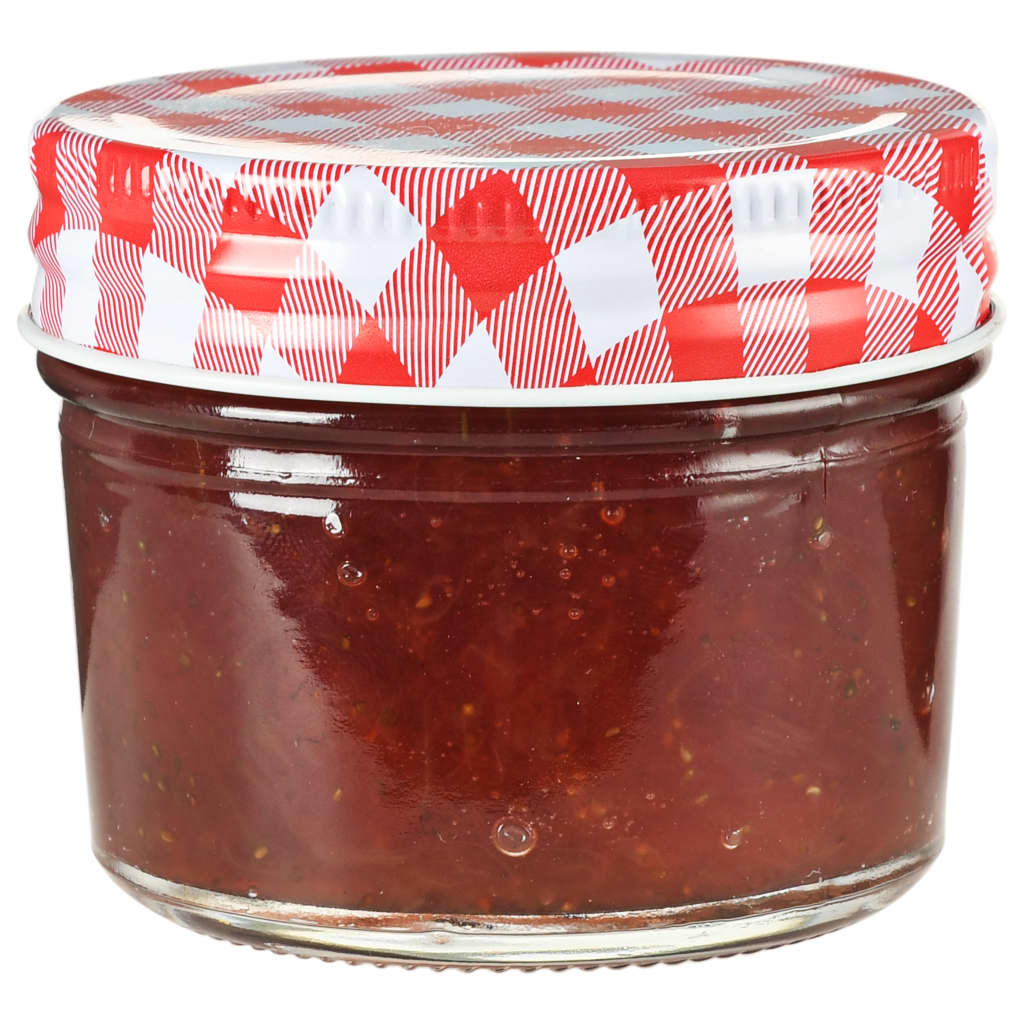 Jampotten Met Wit Met Rode Deksels 24 St 110 Ml Glas