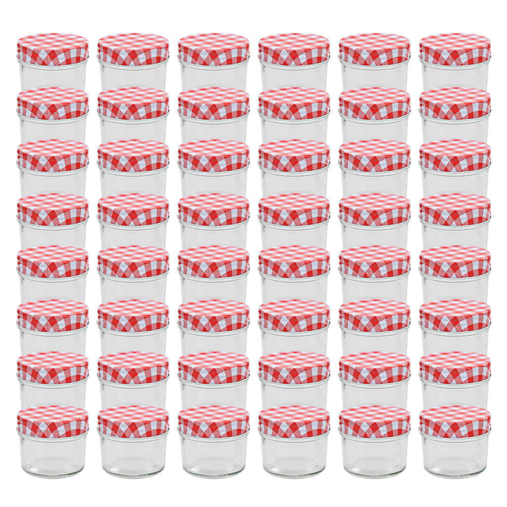 Jampotten Met Wit Met Rode Deksels 48 St 110 Ml Glas