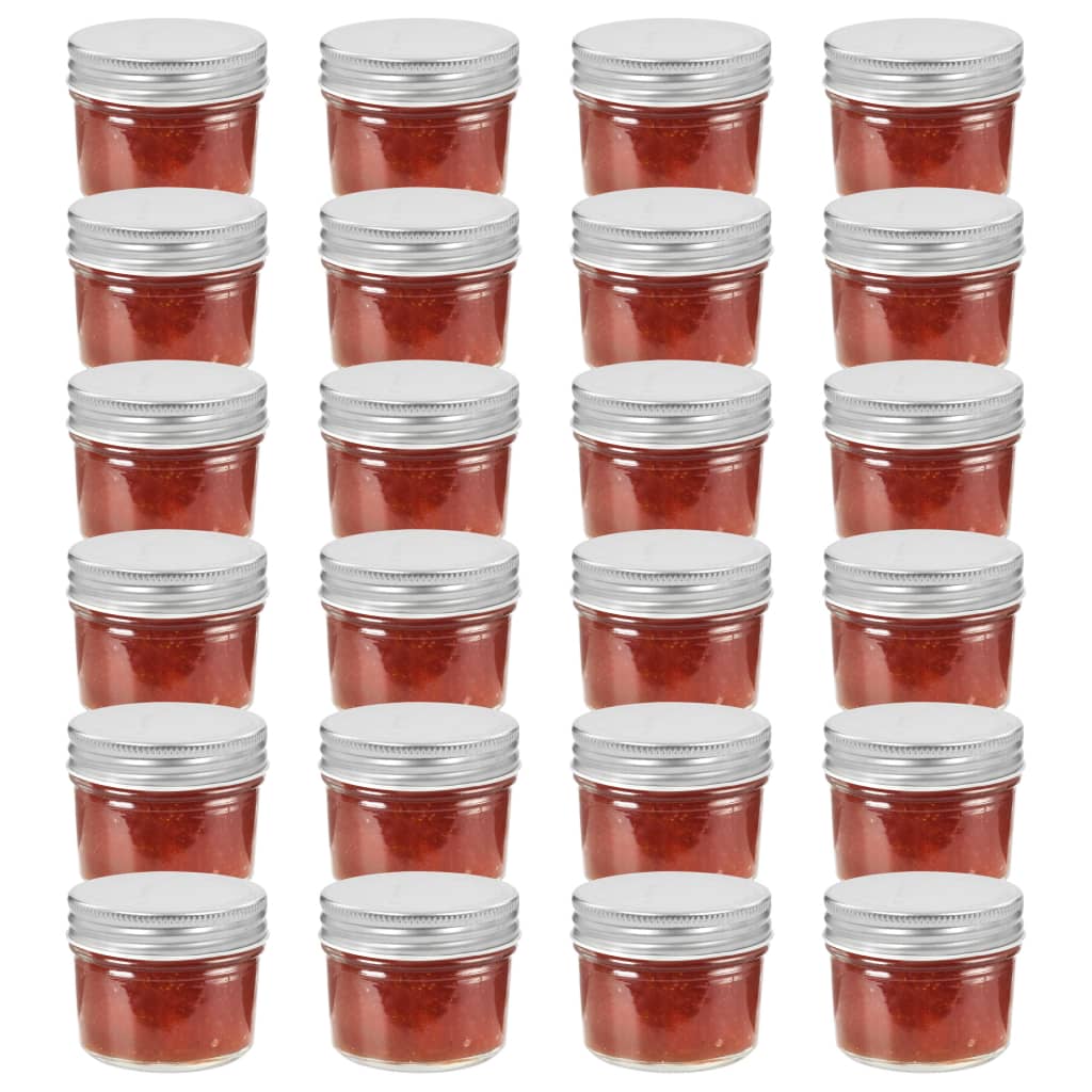 Jampotten Met Zilverkleurige Deksels 24 St 110 Ml Glas
