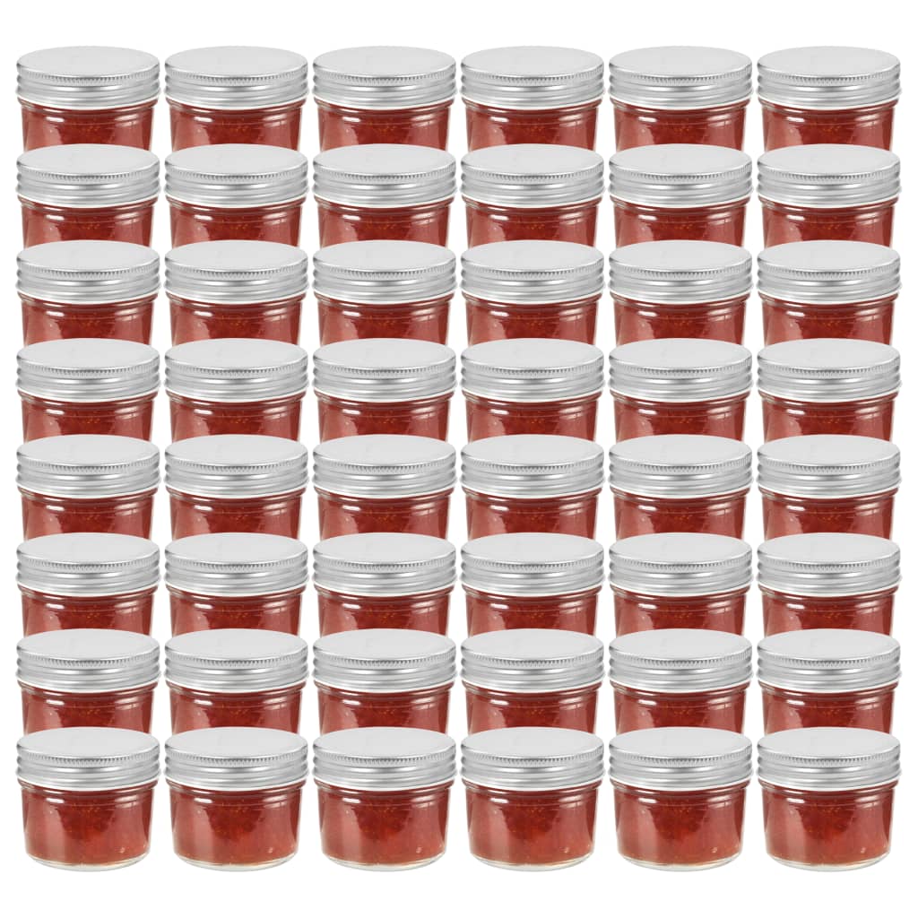 Jampotten Met Zilverkleurige Deksels 48 St 110 Ml Glas