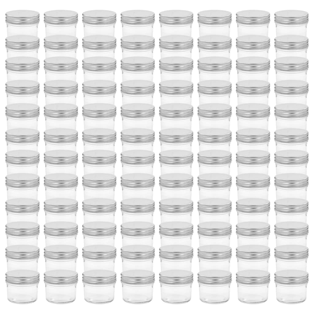 Jampotten Met Zilverkleurige Deksels 96 St 110 Ml Glas