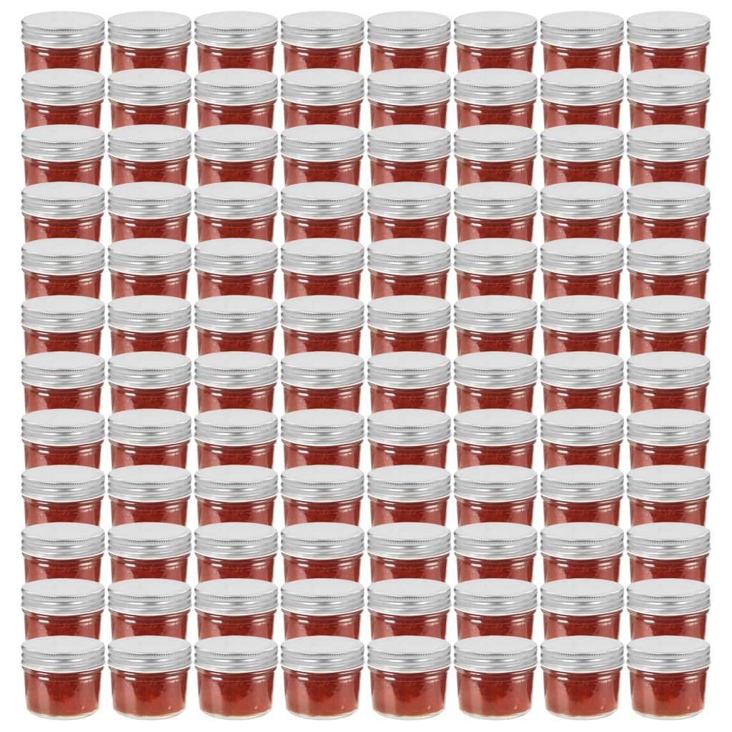 Jampotten Met Zilverkleurige Deksels 96 St 110 Ml Glas
