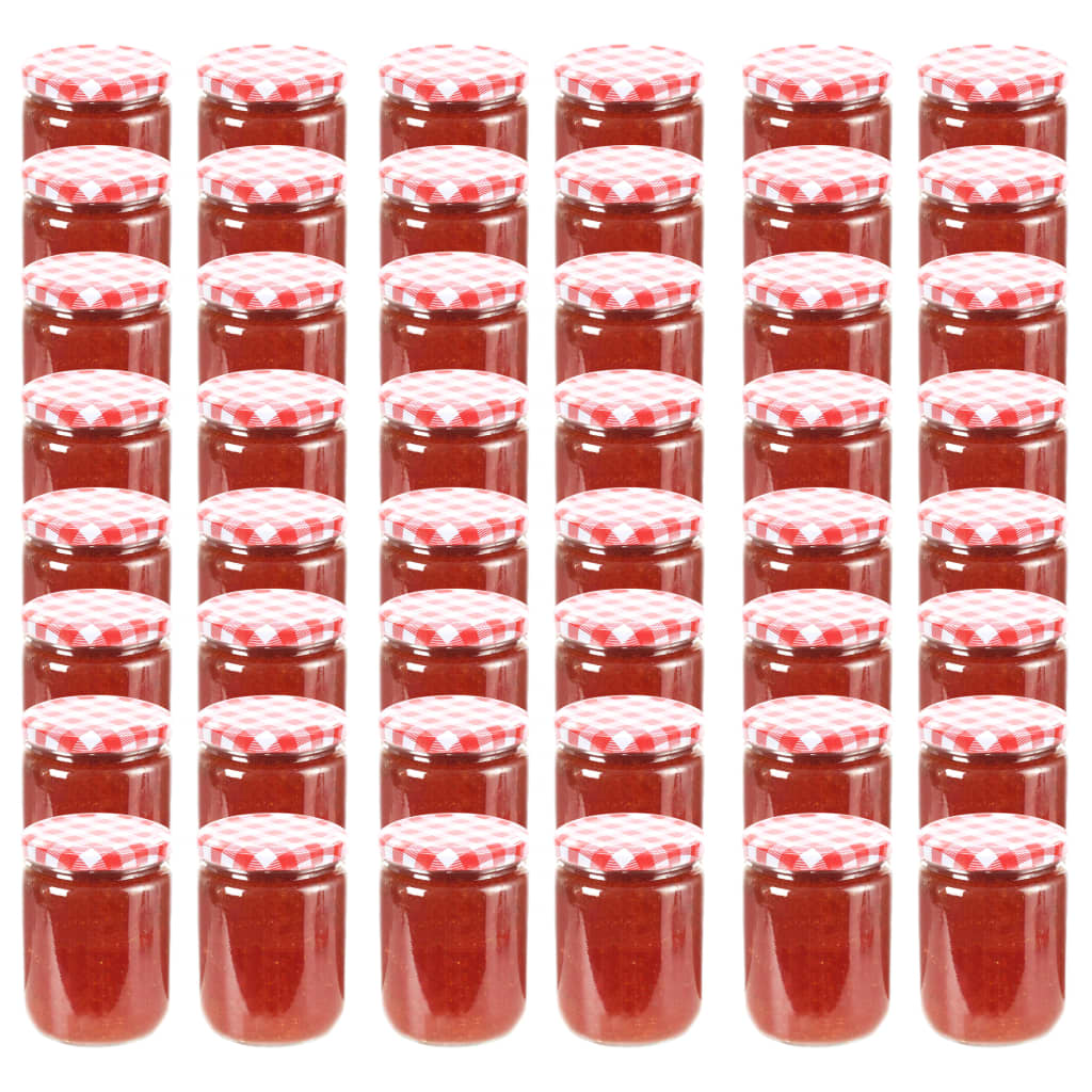 Jampotten Met Wit Met Rode Deksels 48 St 230 Ml Glas