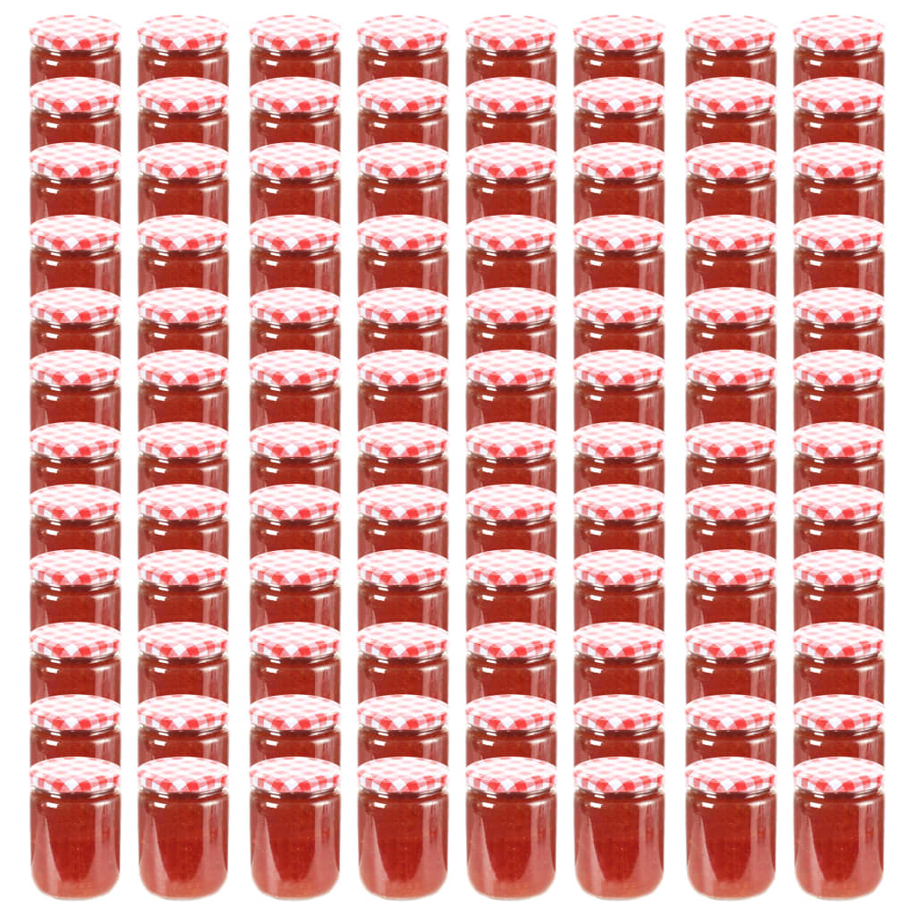 Jampotten Met Wit Met Rode Deksels 96 St 230 Ml Glas
