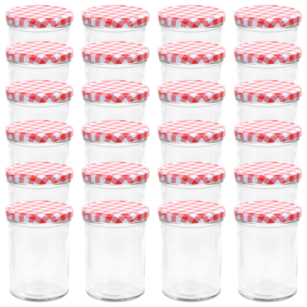 Jampotten Met Wit Met Rode Deksels 24 St 400 Ml Glas