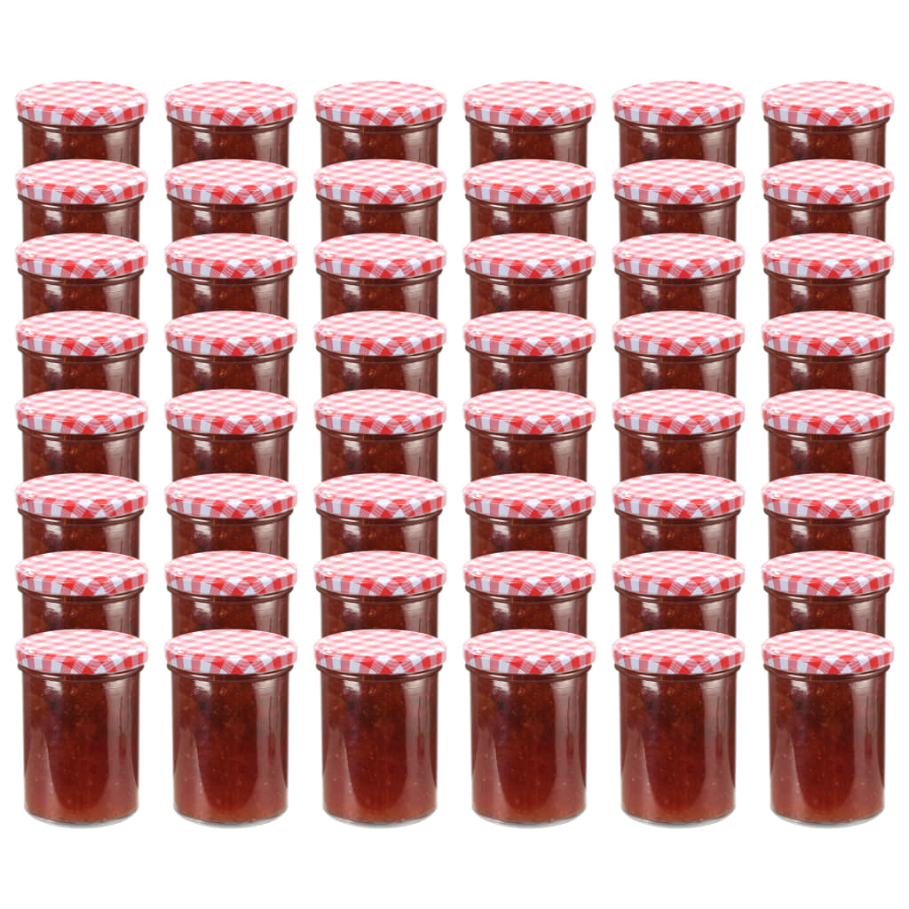 Jampotten Met Wit Met Rode Deksels 48 St 400 Ml Glas