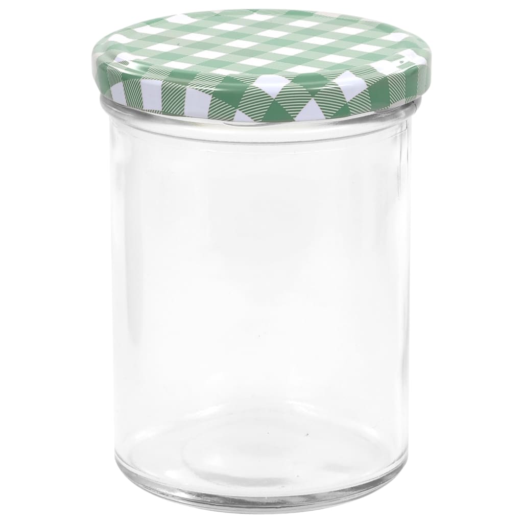 Jampotten Met Wit Met Groene Deksels 24 St 400 Ml Glas