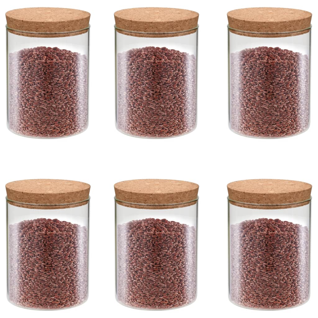 Opbergpotten Met Kurken Deksel 6 St 650 Ml Glas