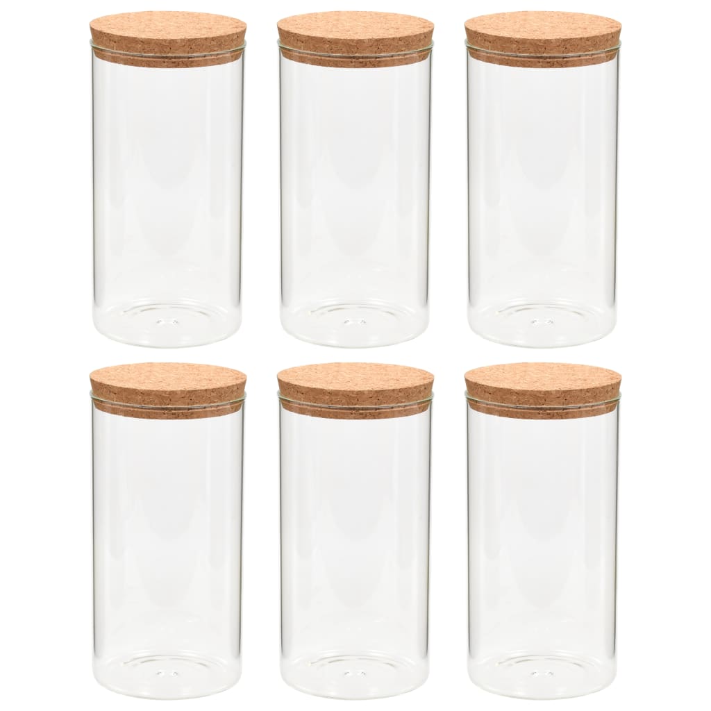 Opbergpotten Met Kurken Deksel 6 St 1100 Ml Glas