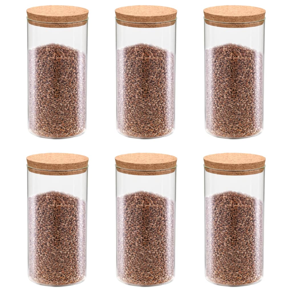 Opbergpotten Met Kurken Deksel 6 St 1100 Ml Glas
