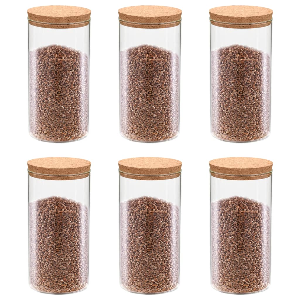 Opbergpotten Met Kurken Deksel 6 St 1400 Ml Glas