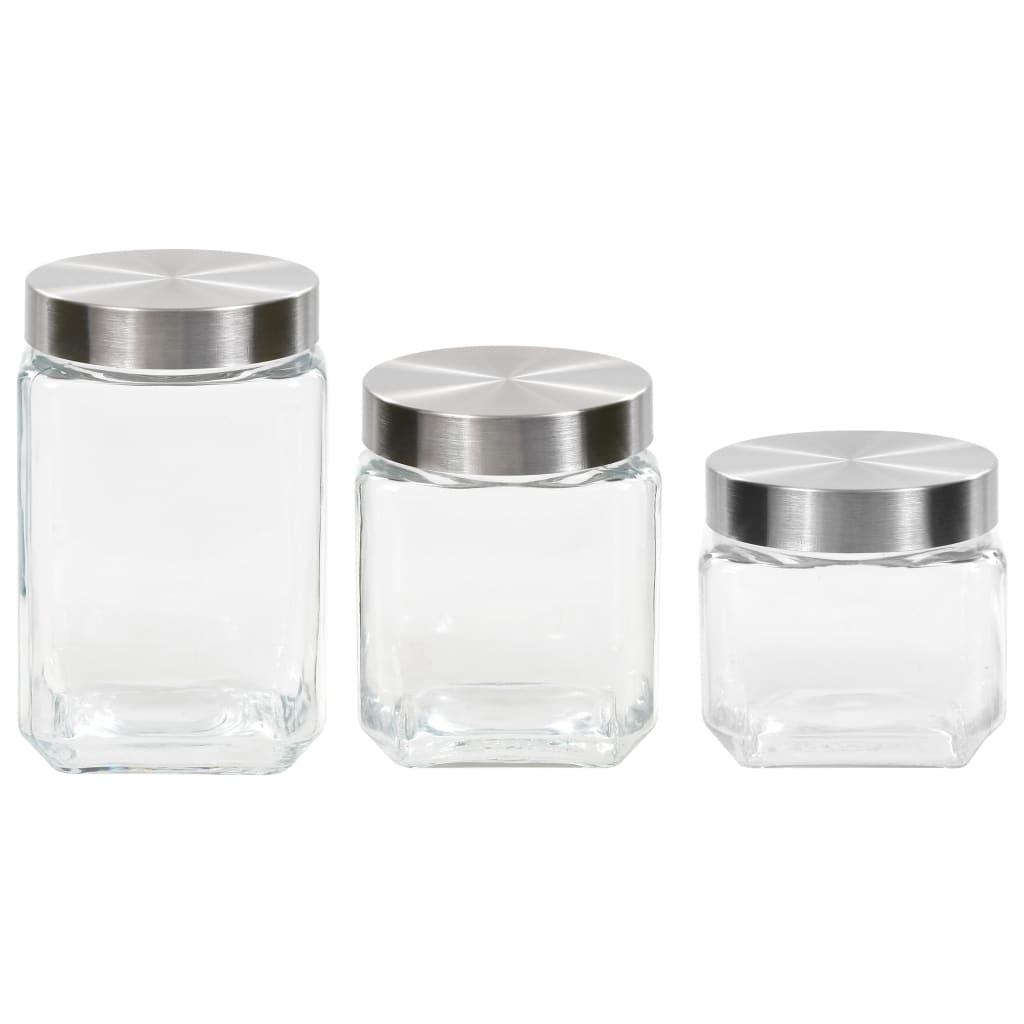 Opbergpotten Met Zilverkleurig Deksel 6 St 800/1200/1700 Ml