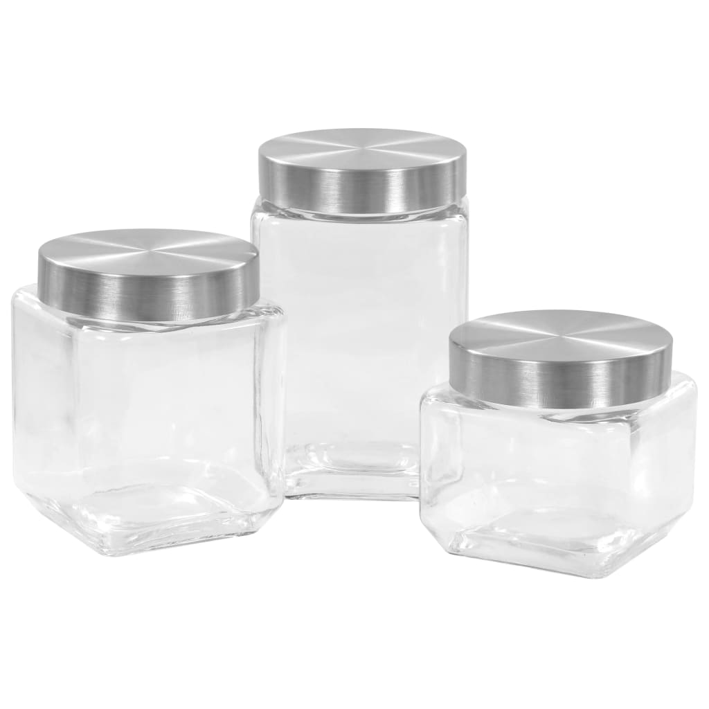 Opbergpotten Met Zilverkleurig Deksel 6 St 800/1200/1700 Ml