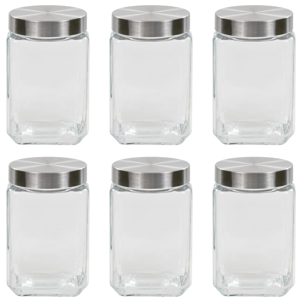 Opbergpotten Met Zilverkleurig Deksel 6 St 1700 Ml