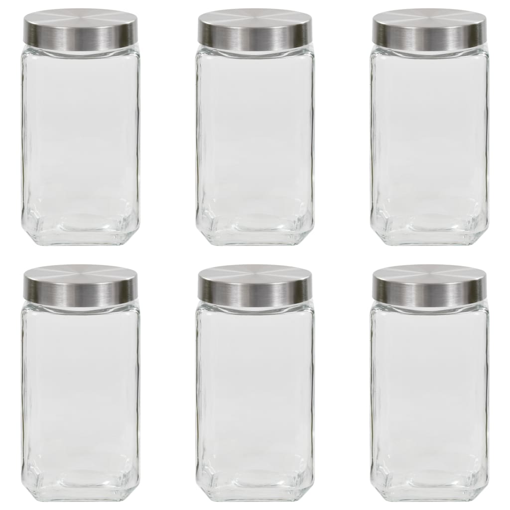 Opbergpotten Met Zilverkleurig Deksel 6 St 2100 Ml