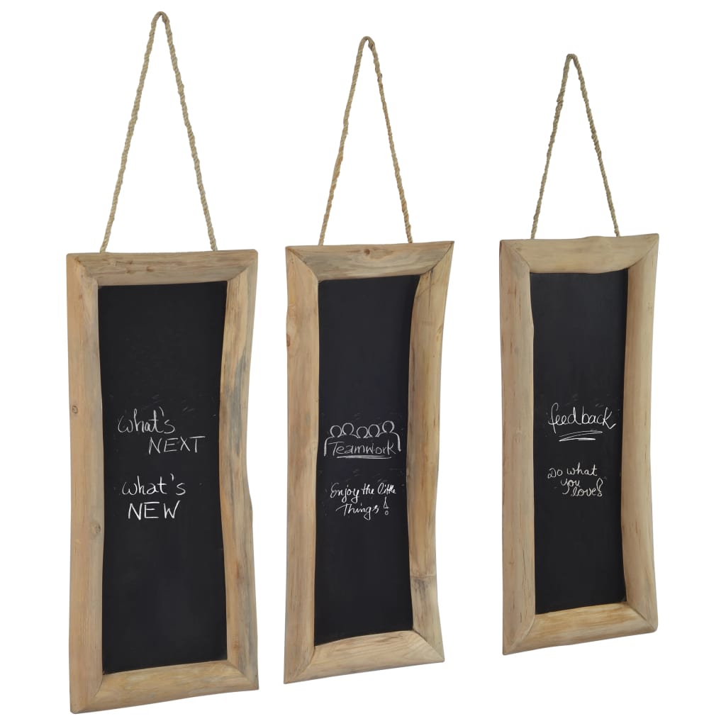 Krijtbord 3 St Massief Teakhout 30X70 Cm