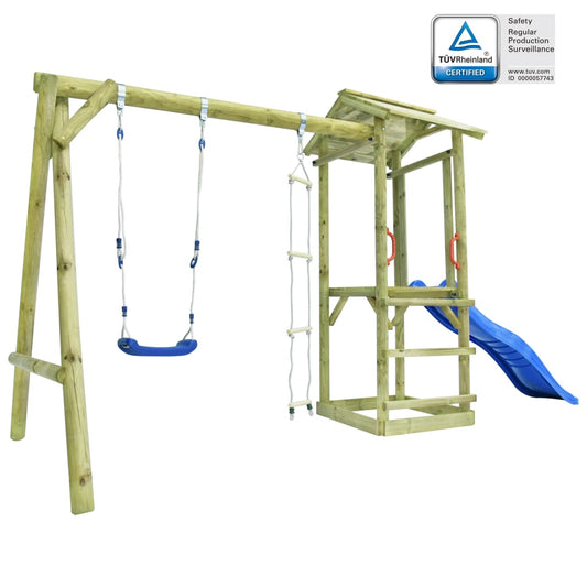 Speelhuis Met Ladder, Glijbaan En Schommel 400X150X220 Cm Hout