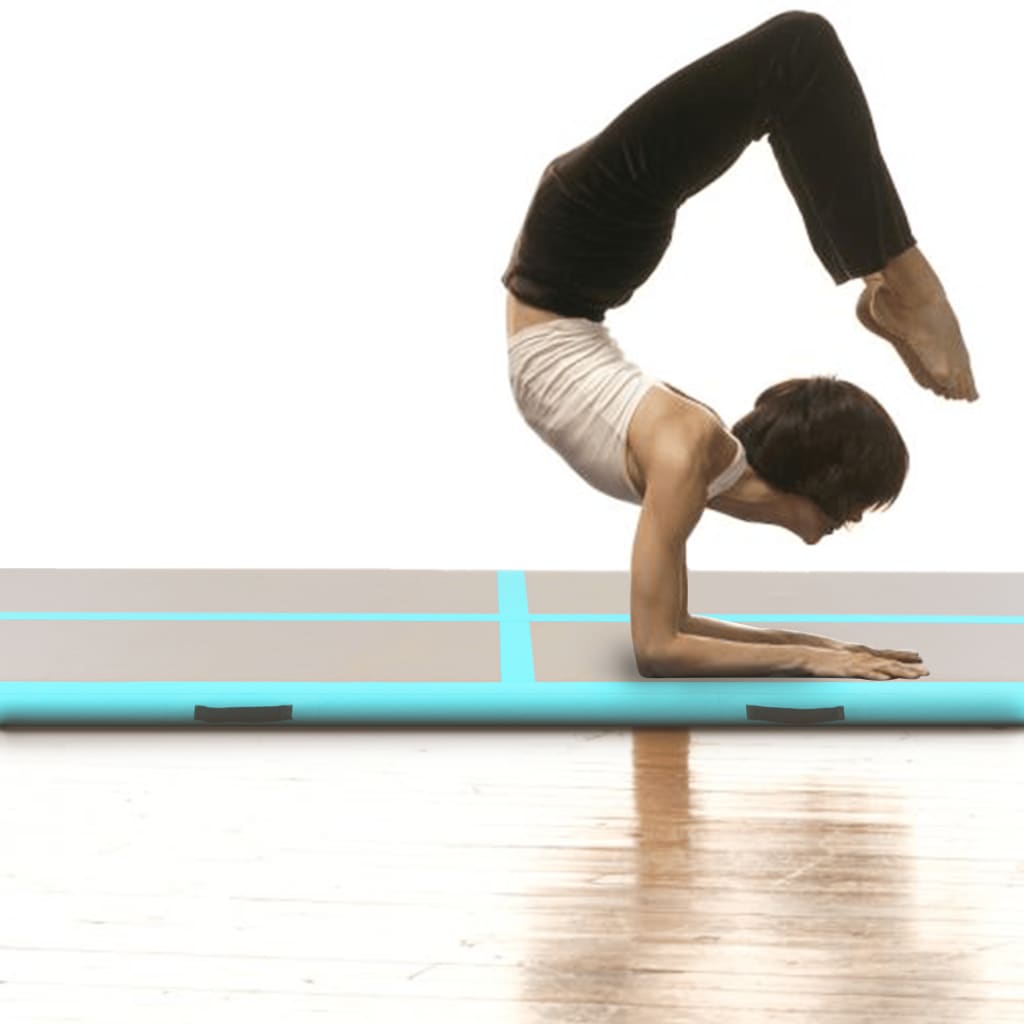 Gymnastiekmat Met Pomp Opblaasbaar 300X100X10 Cm Pvc Groen