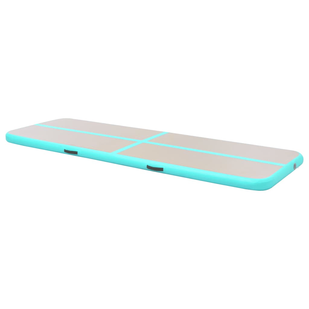 Gymnastiekmat Met Pomp Opblaasbaar 400X100X10 Cm Pvc Groen