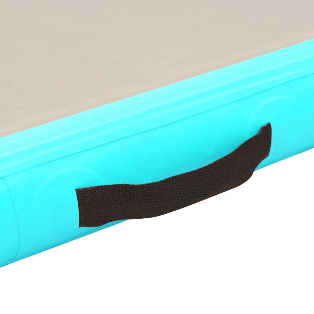 Gymnastiekmat Met Pomp Opblaasbaar 400X100X10 Cm Pvc Groen