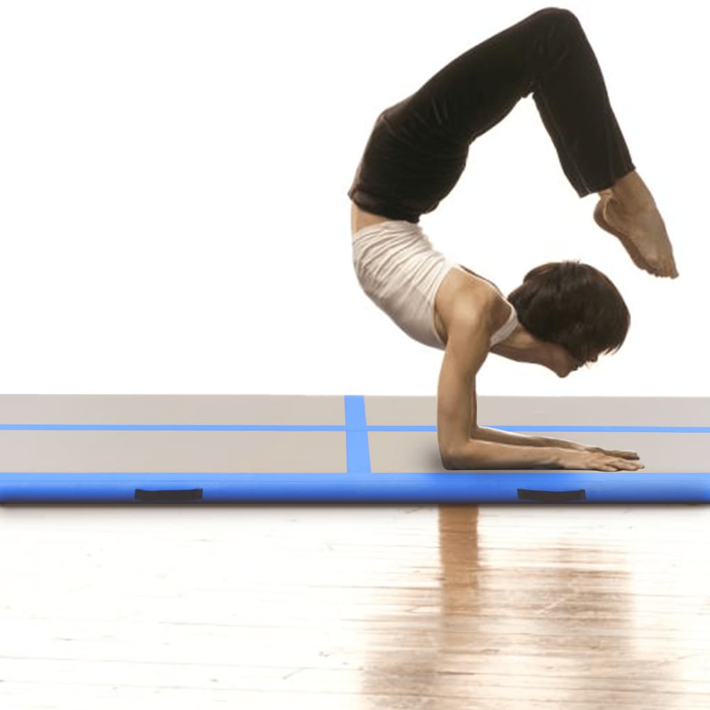 Gymnastiekmat Met Pomp Opblaasbaar 500X100X10 Cm Pvc Blauw