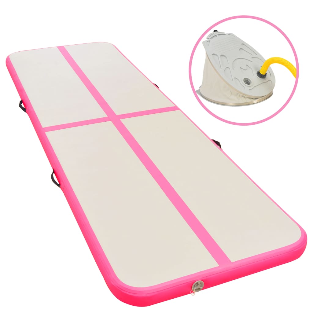 Gymnastiekmat Met Pomp Opblaasbaar 600X100X10 Cm Pvc Roze