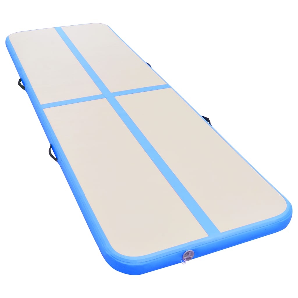Gymnastiekmat Met Pomp Opblaasbaar 600X100X10 Cm Pvc Blauw