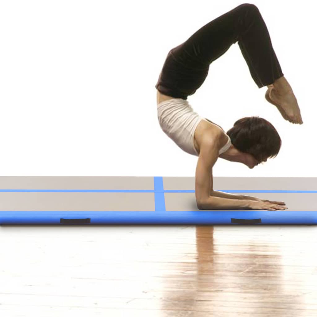 Gymnastiekmat Met Pomp Opblaasbaar 600X100X10 Cm Pvc Blauw