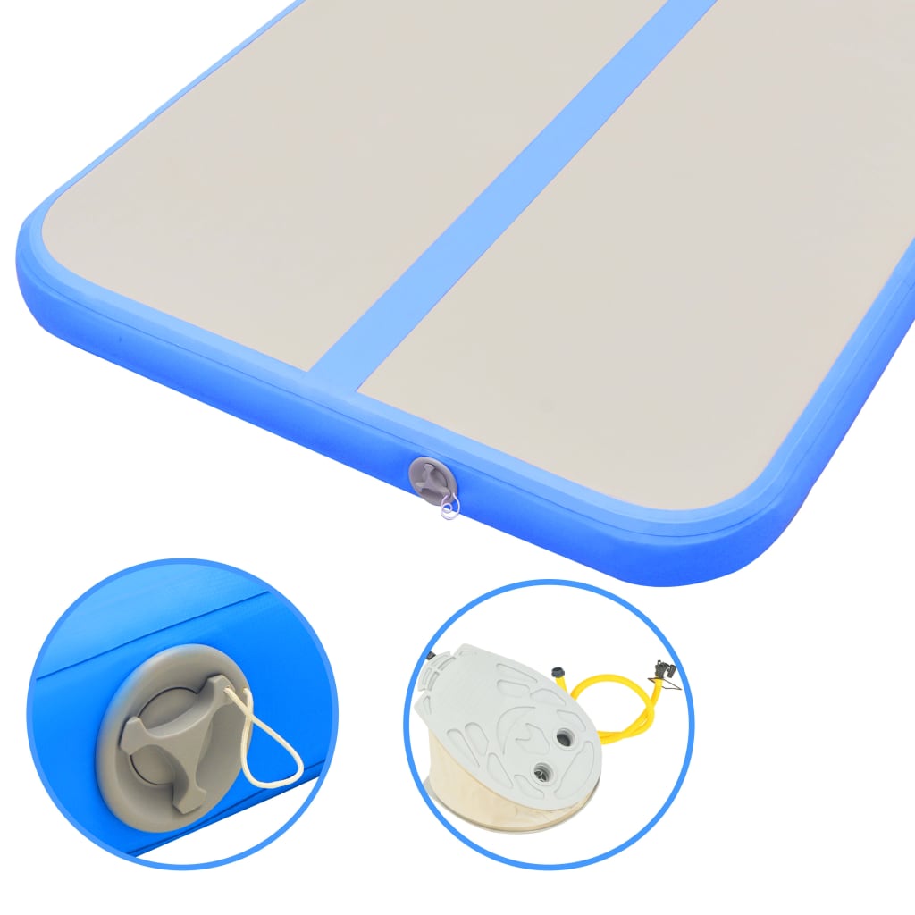 Gymnastiekmat Met Pomp Opblaasbaar 600X100X10 Cm Pvc Blauw