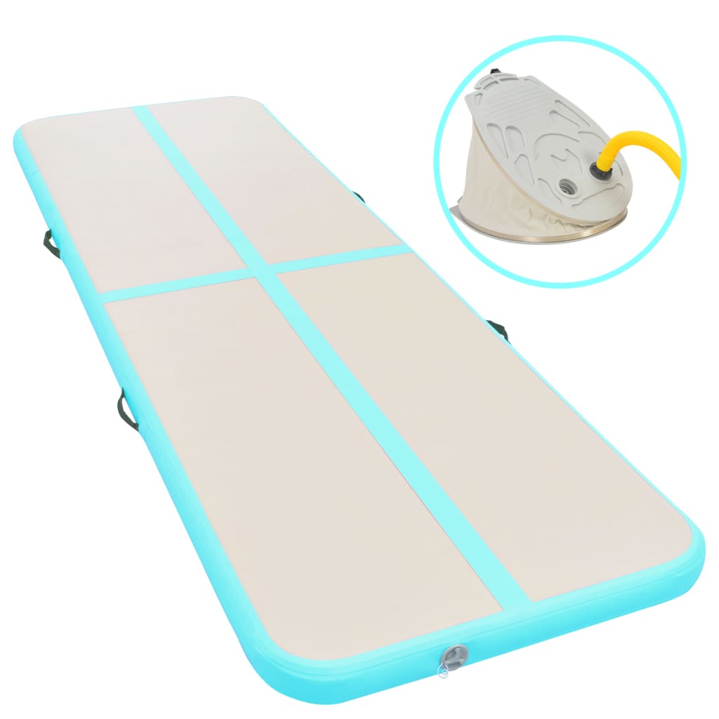 Gymnastiekmat Met Pomp Opblaasbaar 600X100X10 Cm Pvc Groen